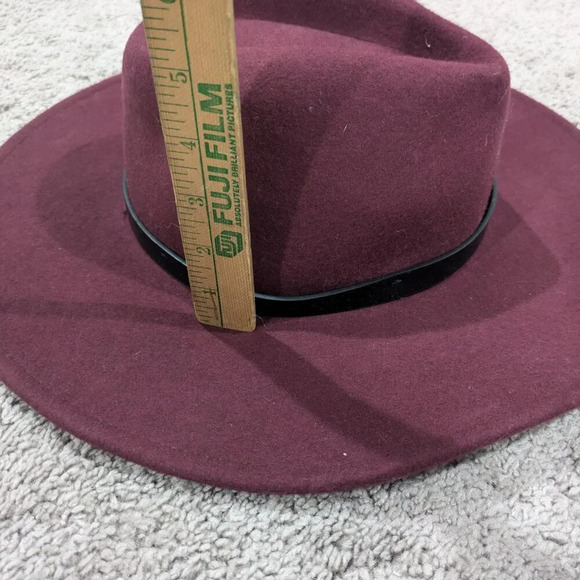 House of Harlow 100% Wool Hat Maroon and Black - Picture 9 of 11